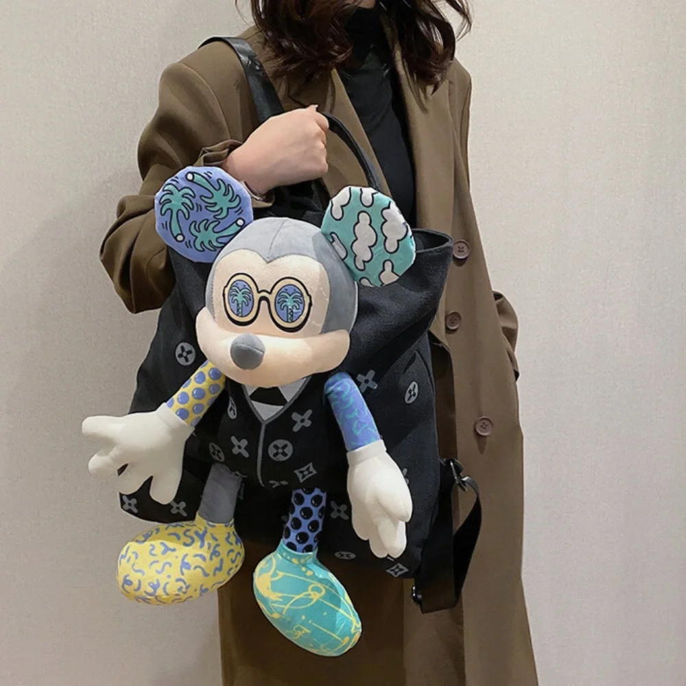 🆕 Unique Psychedelic - 3D - “Tuxedo Mickey” Mouse Plush - Black Tote - Backpack